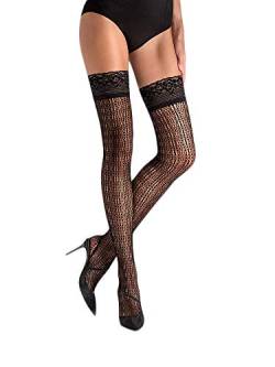Selente Lovely Legs elegante halterlose Damen Strümpfe (made in EU), schwarz netz mit Sternmuster, Gr. M/L von Selente