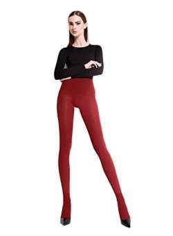 Selente Lovely Legs extravagante Damen Strumpfhose, made in EU, in winterlich-warmer Ausführung, 100 DEN, cherry_red, Gr. M von Selente