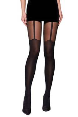 Selente Lovely Legs raffinierte Damen Strumpfhose in Strapsstrumpf-Optik, 40 DEN, made in EU, schwarz, Gr. M von Selente