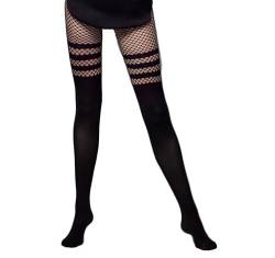 Selente Lovely Legs raffinierte Damen Strumpfhose in Strapsstrumpf-Optik, 40 DEN, made in EU, schwarz-netz-40den, Gr. S von Selente