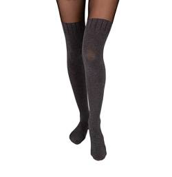 Selente Lovely Legs raffinierte Damen Strumpfhose in Strapsstrumpf-Optik, 60 DEN, made in EU, Schwarz-Graumelange, Gr. L von Selente