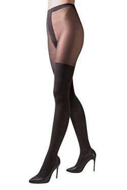 Selente Lovely Legs raffinierte Damen Strumpfhose in Strapsstrumpf-Optik, made in EU, Schwarz-Overknee, Gr. M von Selente