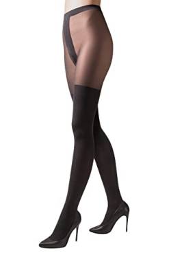 Selente Lovely Legs raffinierte Damen Strumpfhose in Strapsstrumpf-Optik, made in EU, Schwarz-Overknee, Gr. S von Selente