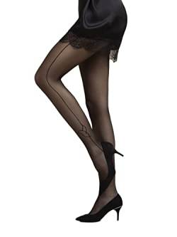 Selente Lovely Legs raffinierte Damen Strumpfhose mit Seitennaht, 20 DEN, schwarz-Seitennaht Kolibri, Gr. S von Selente