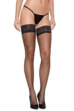 Selente Lovely Legs raffinierte halterlose Damen Strümpfe, 40 DEN, made in EU, schwarz-Netz, Gr. M von Selente