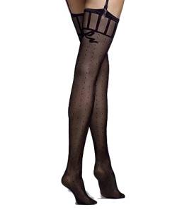 Selente Lovely Legs verführerische Damen Straps-Strümpfe, made in EU, schwarz-pünktchen-Schleife, Gr. S von Selente