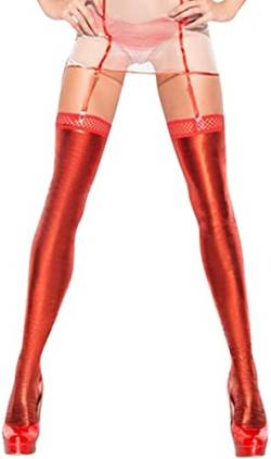 Selente Lovely Legs verführerische Damen Strapsstrümpfe im Wet-Look, rot, Gr. S/M von Selente