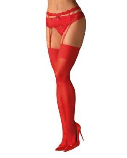 Selente Lovely Legs verführerische Damen Strapsstrümpfe mit edler Spitze, rot, Gr. S/M von Selente