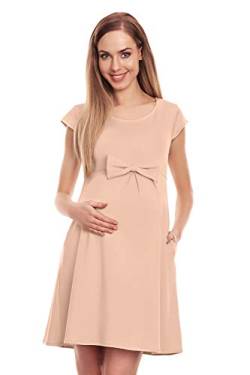 Selente Mummy Love 0129 modisches Umstandskleid (Made in EU) Schwangerschaftskleid Umstands-Freizeitkleid, Mit Schleife Beige, Gr. L/XL von Selente
