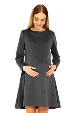 Selente Mummy Love 1359c modisches Umstandskleid (Made in EU) Schwangerschaftskleid Umstands-Freizeitkleid, Langarm Dunkelgrau, Gr. L/XL von Selente