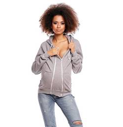 Selente Mummy Love 1478 Damen Kapuzenpullover/Langarmshirt zum Stillen und als Umstandsmode (Made in EU), Jacke mit Reißverschluss Hellgrau, Gr. S von Selente