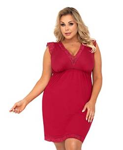 Selente Sweet Dreams Damen Plussize Nachthemd/Negligee mit eleganter Spitze, Burgund ohne Ärmel, Gr. 48 von Selente