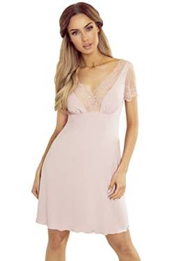 Selente Sweet Dreams Ismena Elegantes Nachthemd/Negligee mit zarter Spitze, Kurzarm Rosa, Gr. M von Selente