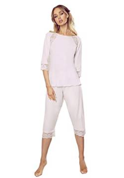 Selente Sweet Dreams Tina modischer Schlafanzug/Pyjama (Made in EU) 3/4-Arm, Pyjama Caprihose Rosa, Gr. 36 (S) von Selente