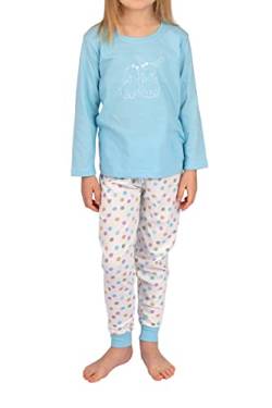 Selente Sweet Dreams modernes Kinder Schlafanzug/Pyjama, aus 100% weicher Baumwolle, Weiß/Hellblau, Gr. 92/98 von Selente