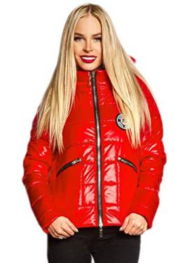 Selente #fashionista Damen Jacke als praktische Übergangsjacke/leichte Winterjacke/kurze Steppjacke in modischem Design ideal für Frühling und Herbst, Modell 1 Rot, Größe M von Selente