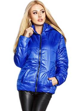 Selente #fashionista Damen Jacke als praktische Übergangsjacke/leichte Winterjacke/kurze Steppjacke in modischem Design ideal für Frühling und Herbst, Modell 2 Blau, Größe L von Selente