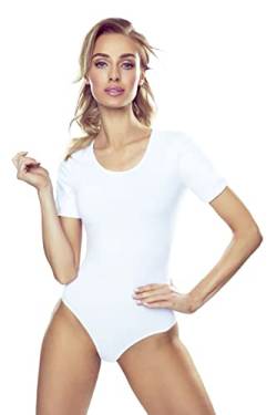 Selente #fashionista Malwa Damen Body/Blusenbody/Bodytop aus Baumwolle (made in EU), Kurzarm Weiß, Gr. M von Selente