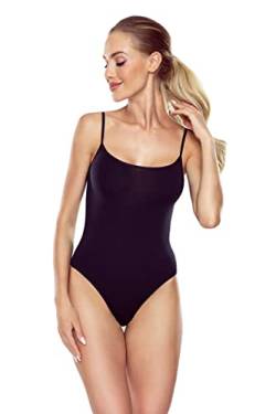 Selente #fashionista Paola Damen Body/Blusenbody/Bodytop aus Baumwolle (made in EU), Spaghettiträger Schwarz, Gr. S von Selente