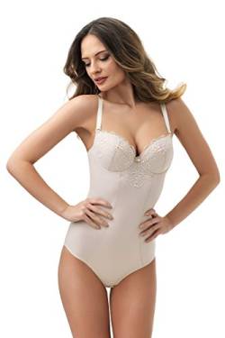 Selente sw01 Shapingbody (Made in EU) figurformder Bügel-Body mit eleganter Spitzenverzierung, beige gepolstert, Gr. 85F von Selente