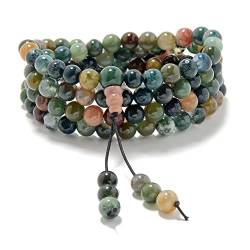 Dehnbares Mala-Handgelenk-Wickel-Yoga-Armband mit 108 heilenden Mala-Gebets-Buddha-Perlen (Indischer Achat (Indian Agate)) von Self-Discovery Mala