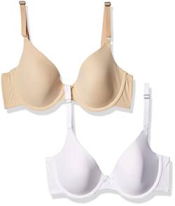 Self Expressions Damen One Fab Fit Demi Bra 2-Pack T-Shirt-BH, Latte Lift/Weiß, 90D (2er Pack) von Self Expressions