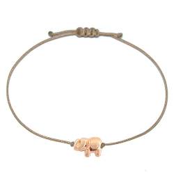 Selfmade Jewelry Armband Damen Roségold Elefant Handgemachtes Makramee Armkettchen Größenverstellbar Inkl. Geschenk-Verpackung (Rosegold - Braun) von Selfmade Jewelry