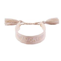 Selfmade Jewelry Stoff Armband 'Amore' in Beige, Web und gewebtes Design - Ideale geschenke für frauen, perfekte kleine geschenke, charmante kleine geschenke für frauen - Geschenkidee von Selfmade Jewelry