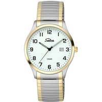 Selva Technik Quarzuhr SELVA Quarz-Armbanduhr mit Zugband bicolor, Zifferblatt weiß Ø 39mm von Selva Technik