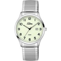 Selva Technik Quarzuhr SELVA Quarz-Armbanduhr mit Zugband bicolor, Zifferblatt weiß Ø 39mm von Selva Technik