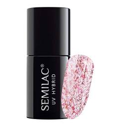 Semilac UV Nagellack 295 Peach Pink Shimmer 7ml Kollektion Glitter von Semilac