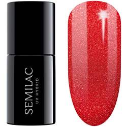 Semilac UV Nagellack Hybrid 346 Chic Red Glitter 7ml Kollektion Valentines von Semilac