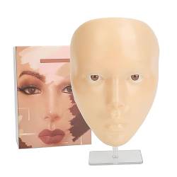5D-Make-up-Übungs-Gesichtsbrett, Wiederverwendbare Vollgesichts-Silikon-Make-up-Schaufensterpuppe mit Ständer für Make-up-Künstler-Brett-Make-up-Übungen (Gelbe Haut) von Semme