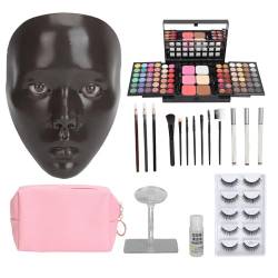 5D-Make-up-Übungsgesicht, Silikon-Make-up-Übungsbrett, Gesichts-Augen-Make-up-Mannequin für Make-up-Künstler und Anfänger, 3,4 Unzen Creme 23,6 Ml Flüssiges (Dunkle Haut) von Semme