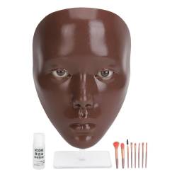 5D Wiederverwendbare Silikon-Make-up-Schaufensterpuppe mit 20 Ml Reinigungsöl, Gesichts-Make-up-Übungsbrett, 8 Kosmetikpinsel für Professionelle Enthusiasten, Offiziell oder von Semme