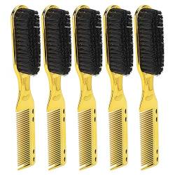 Doppelendiger Haarbürstenkamm für Männer, Goldener Nylon-Bartpflegebürstenkamm, Haarstyling-Werkzeug, für Zuhause, auf Reisen und Im Friseursalon von Semme