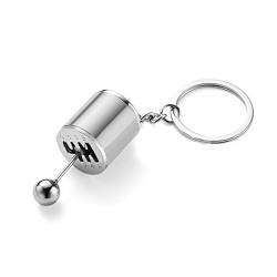 Kreative Auto Teil Modell Gear Shifter Keychain, Mini Auto Schaltknauf Getriebe Metall Schlüsselanhänger Schlüsselanhänger für Männer(silber) von Semme