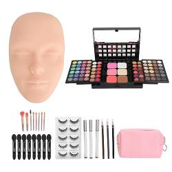 Make-up-Übungs-Gesichtsbrett, mit Make-up-Set, 3D-Silikon-Mannequin-Gesicht, für Bequemes Make-up-Üben (Helle Hautfarbe) von Semme