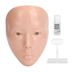 Make-up-Übungsgesicht, Silikon-Make-up-Übungsbrett, 5D-Kosmetik-Übungsgesichtsset, Wiederverwendbares Silikon-Make-up-Mannequin-Gesicht mit 20 Ml Reinigungsöl (Rosa Haut) von Semme