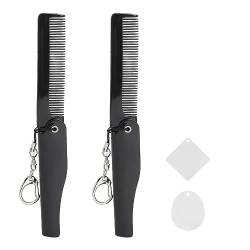 Tragbare Faltbare Herren-Haarbürste mit Feinem Zahnkamm und Acrylspiegel für Reisen, Antistatisch, Faltbares von Semme