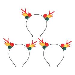 Weihnachts-Rentier-Stirnband, 3 Stück, Leichter, Stabiler Haarreifen, für Party, Cosplay, Foto-Requisite von Semme