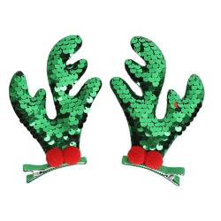 Weihnachtsgeweih-Haarspangen Im Elchgeweih-Stil, 5 Paar Grün-rote Helle Haarnadeln für die Weihnachtsfeier von Semme
