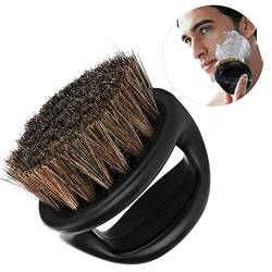 Wildschwein-Pelz-Rasierpinsel für Männer Bart Schnurrbart Trimmen Pinsel Salon Shaven Tool(schwarzes Bürsten-Haar + schwarzer Griff) von Semme