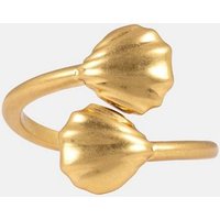 Sence Copenhagen Fingerring Damen Vergoldet - Dance Double Ring offen flexibel mit zwei Muscheln, Ringgröße 56 - Messing vergoldet von Sence Copenhagen