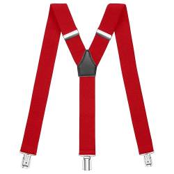 Sencillo Herren Hosenträger mit Starken Clips Y-Form, Rot, 120 cm lang x 3,5 cm breit von Sencillo