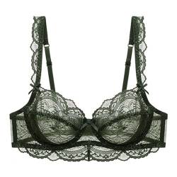 Sencylife Damen Sexy Spitze Soft Cup BH Transparent Durchsichtige Bügel Nicht gepolsterte BHS für Damen Dunkelgrün 80E von Sencylife