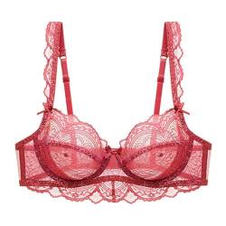 Sencylife Damen Sexy Spitze Soft Cup BH Transparent Durchsichtige Bügel Nicht gepolsterte BHS für Damen Rot 75B von Sencylife