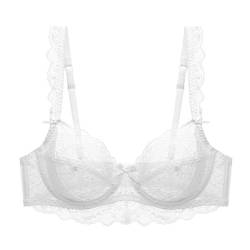 Sencylife Damen Sexy Spitze Soft Cup BH Transparent Durchsichtige Bügel Nicht gepolsterte BHS für Damen Weiß 80A von Sencylife