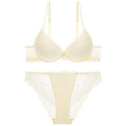 Sencylife Sexy BHS für Frauen Spitze Push Up Gepolstert Bügel Lift Up Unterstützung Alltag BH Set, beige, 75A von Sencylife