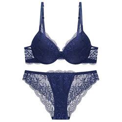 Sencylife Sexy BHS für Frauen Spitze Push Up Gepolstert Bügel Lift Up Unterstützung Alltag BH Set, blau, 70B von Sencylife